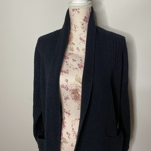 BANANA REPUBLIC Cardigan Open Front Wool Cotton Blend Size Large Petite - Picture 2 of 9